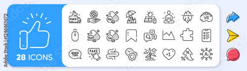 Manganese mineral, Fake information and Delivery insurance line icons. Interest rate, AI generate, Inflation icons. Pack of Vr, Puzzle, Safe planet icon. Vector