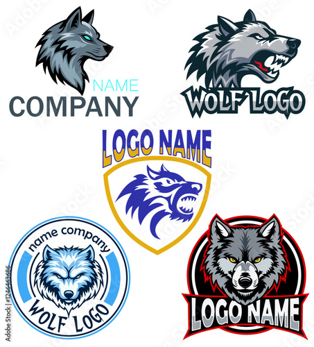 wolf logo creative and original for your business or company set logotype vector illustration isolated on white background