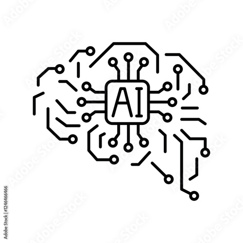 AI black line icon.