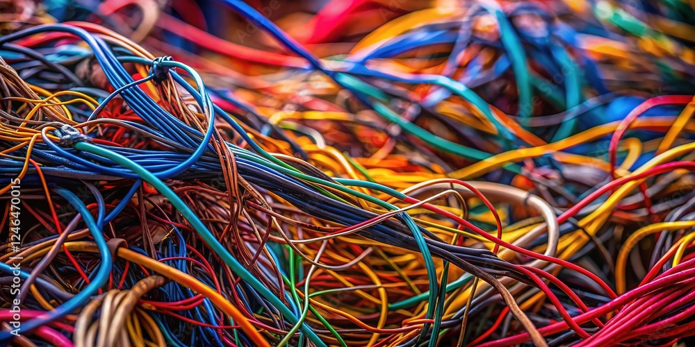 Messy wires, a digital art close-up. Messy wires, a digital art close-up.