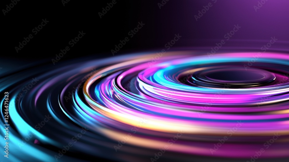 A digital illustration of a swirling vortex of multicolored lights. A digital illustration of a swirling vortex of multicolored lights.