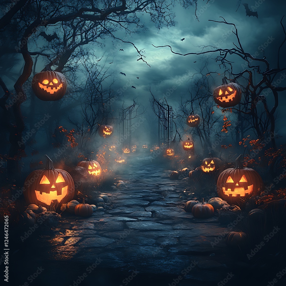 Crystal clear halloween scene with vibrant colors and exceptional spooky background Crystal clear halloween scene with vibrant colors and exceptional spooky background
