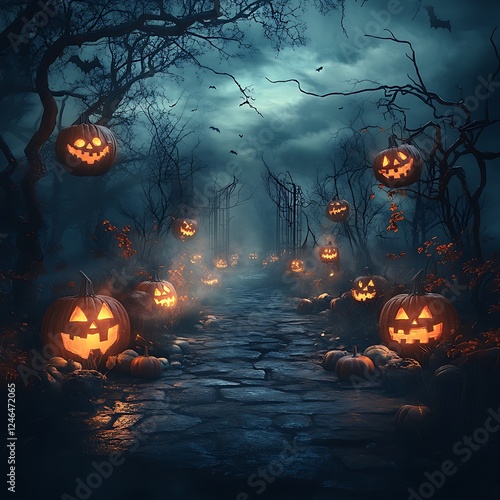 Wallpaper Mural Crystal clear halloween scene with vibrant colors and exceptional spooky background Torontodigital.ca