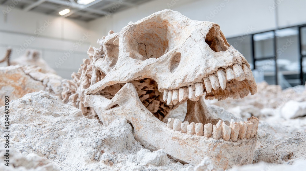 Dinosaur skull fossil excavation lab Dinosaur skull fossil excavation lab
