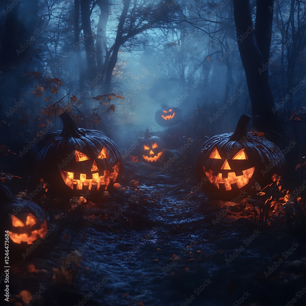 Naklejka premium Vibrant crystal clear Halloween background creating exceptional spooky mood and design