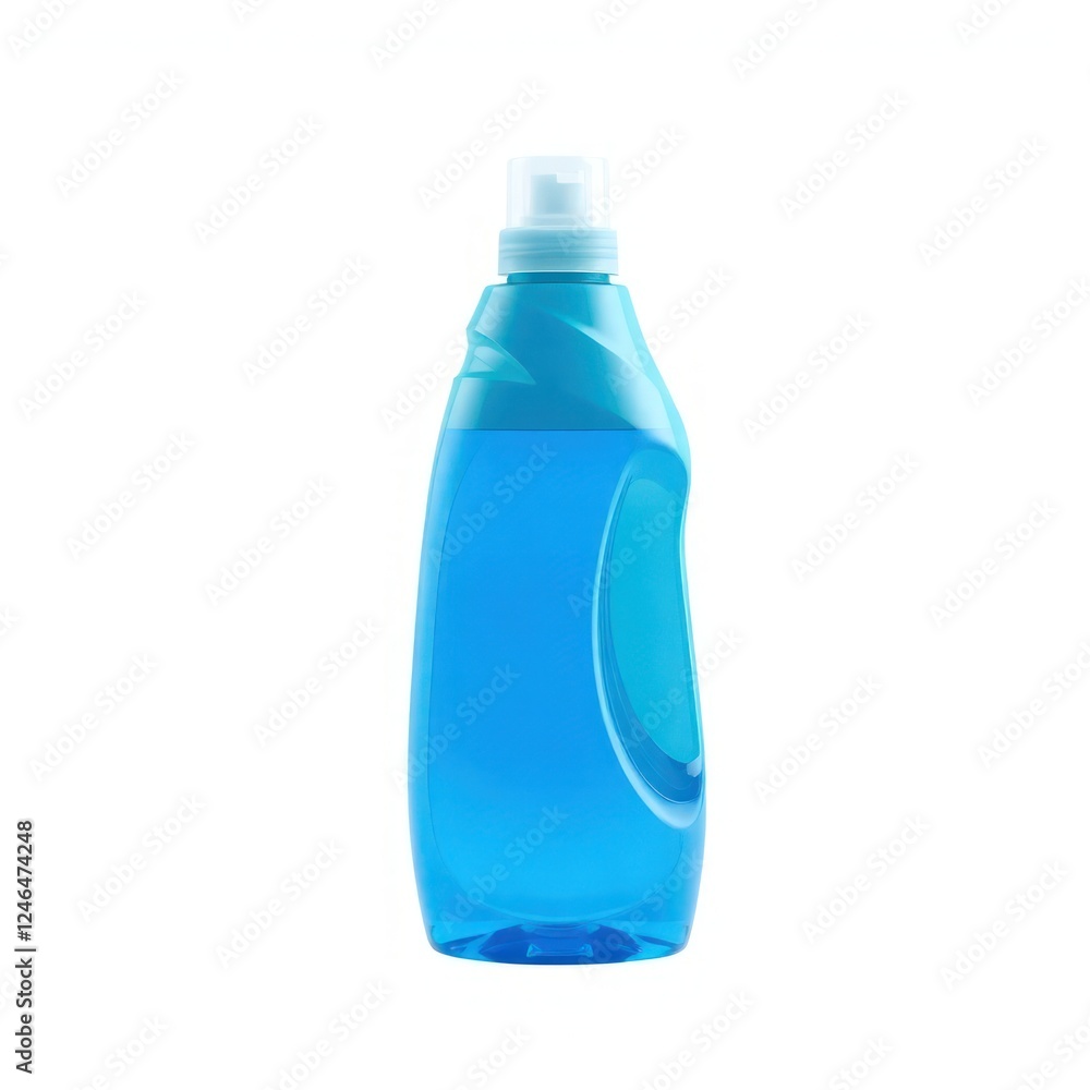 Compact blue detergent bottle with flip top cap, ideal for laundry and cleaning purposes. Isolated on white background. Compact blue detergent bottle with flip top cap, ideal for laundry and cleaning purposes. Isolated on white background.