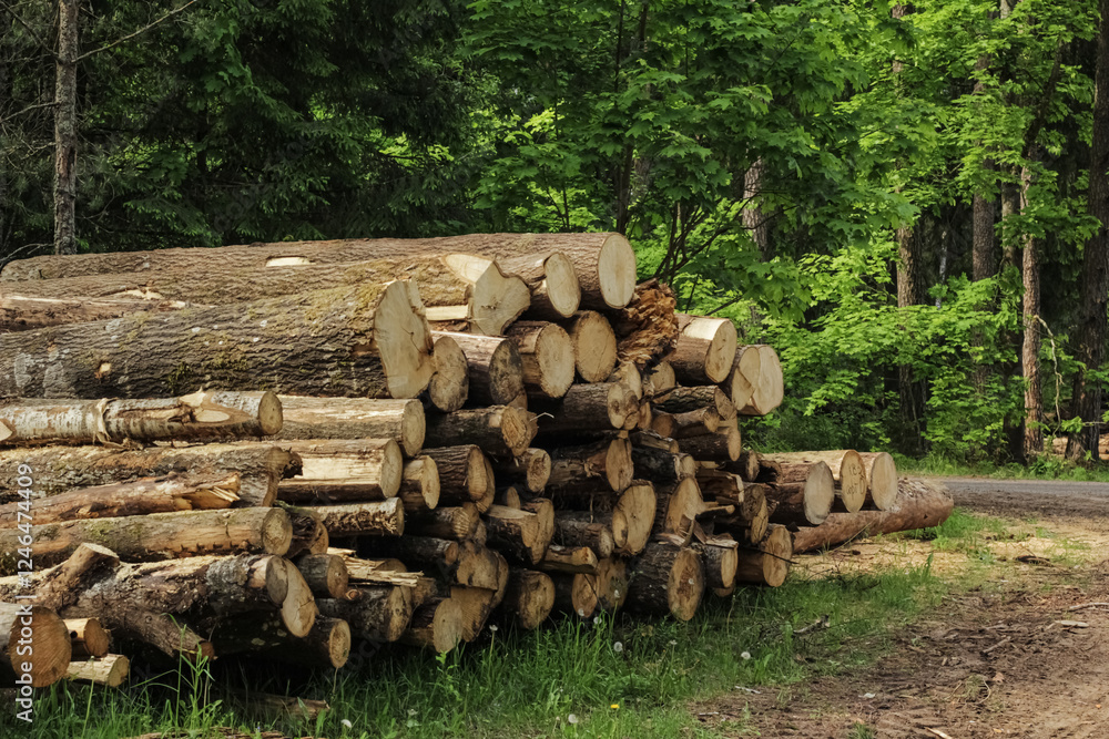 a stack of felled trees. harvesting firewood, wood, wood. clearing. Tree disease. a stack of felled trees. harvesting firewood, wood, wood. clearing. Tree disease.