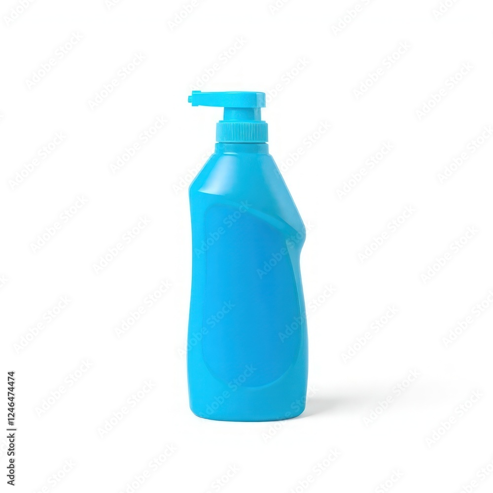 Compact blue detergent bottle with flip top cap, ideal for laundry and cleaning purposes. Isolated on white background. Compact blue detergent bottle with flip top cap, ideal for laundry and cleaning purposes. Isolated on white background.