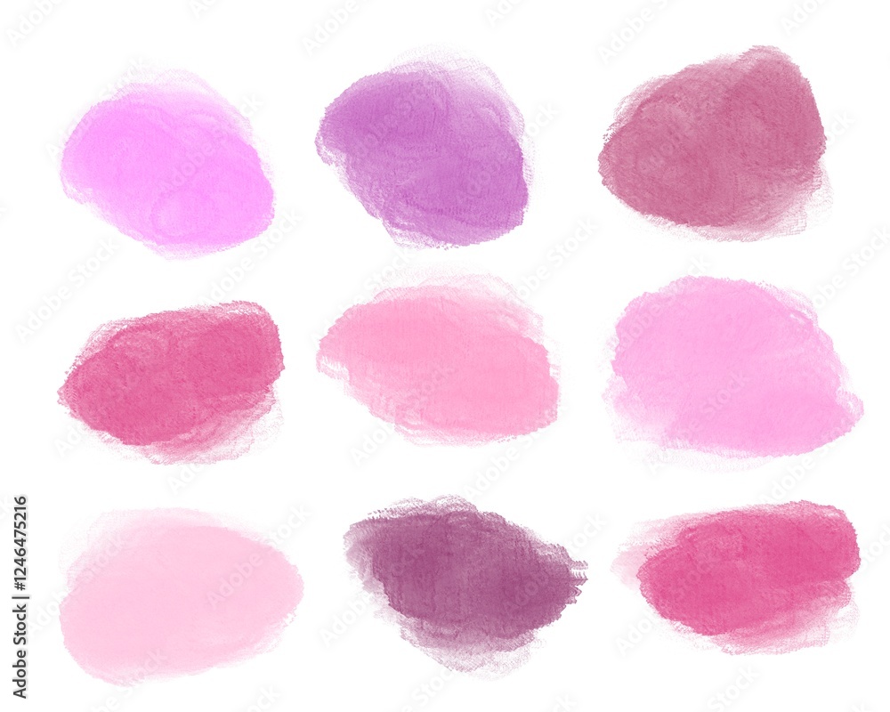 Pink clouds on a white background set in pink prints Pink clouds on a white background set in pink prints