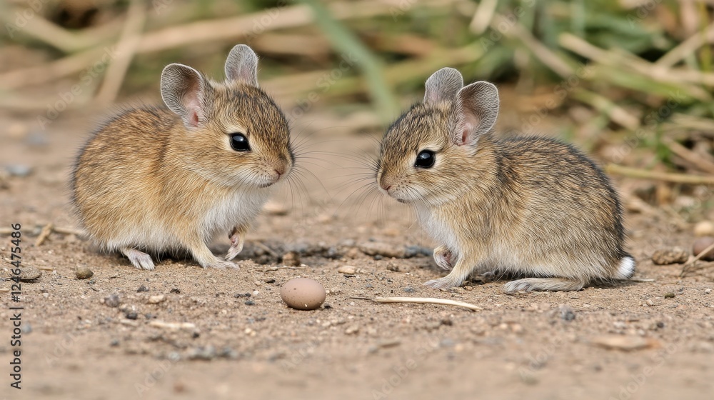 Two Adorable Baby Mice Exploring Their World Two Adorable Baby Mice Exploring Their World