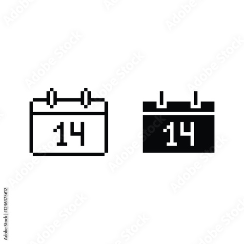 happy valentine's day 8 bit icon  vector  14 february calendar pixel art game love you heart greeting card icon