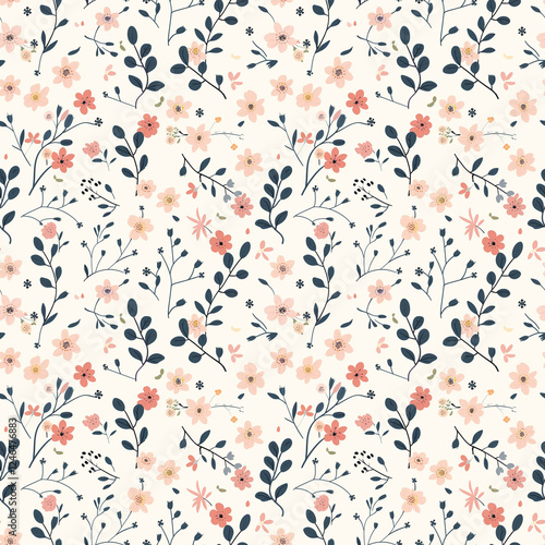 Beautiful seamless floral pattern with watercolor summer flowers
