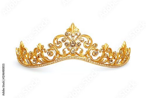 Exquisite Gold Tiara with Sparkling Diamonds
