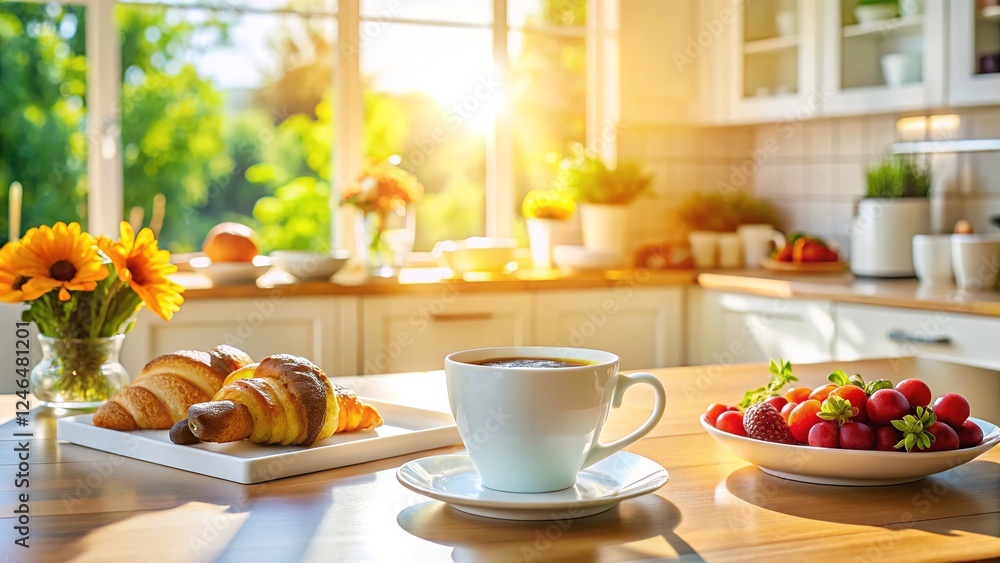 Breakfast macro: vibrant coffee, kitchen details. Breakfast macro: vibrant coffee, kitchen details.