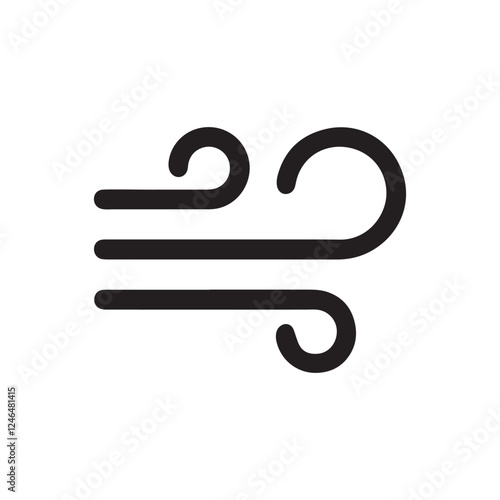 Wind Icon Vector Minimalist Air Flow Symbol Breeze Line Art Illustration