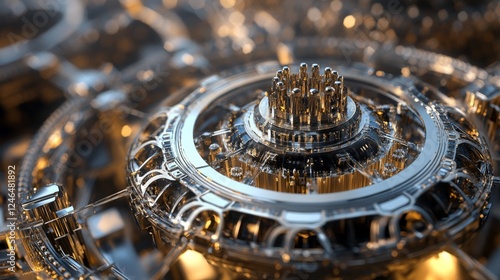 Wallpaper Mural Digital quantum processor in detailed 3D rendering.  Torontodigital.ca