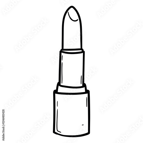 Hand drawn doodle lipstick on white background.