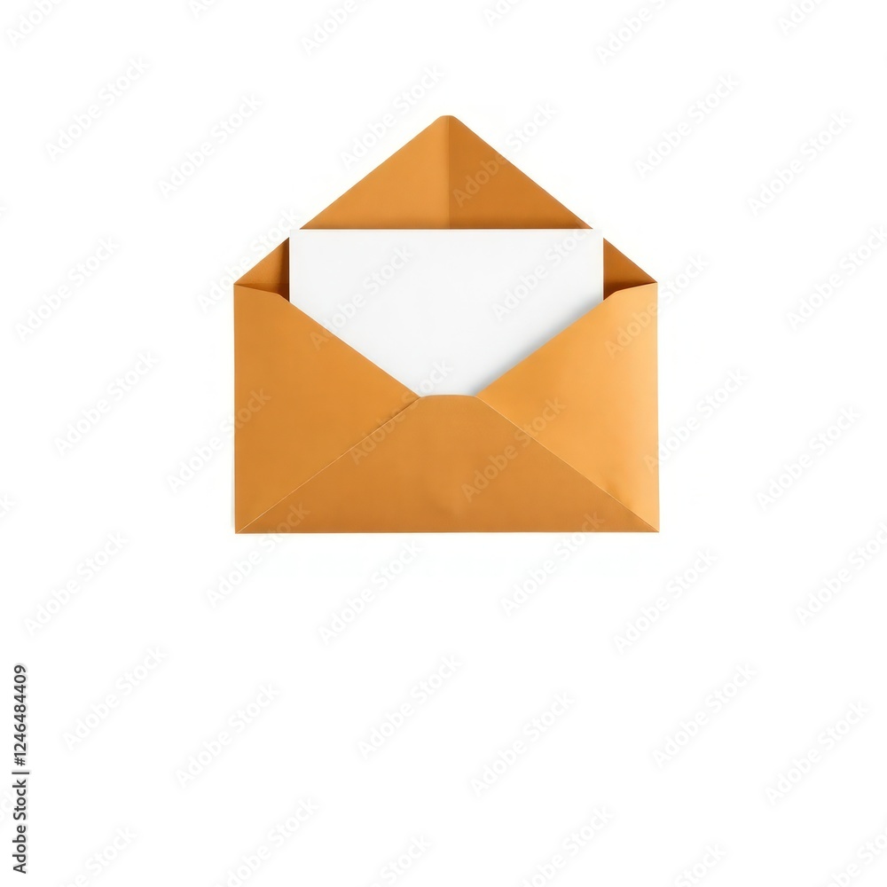 Open brown envelope with an inserted letter visible, highlighting its use for correspondence, mailing, or document organization. Isolated on white background. Open brown envelope with an inserted letter visible, highlighting its use for correspondence, mailing, or document organization. Isolated on white background.