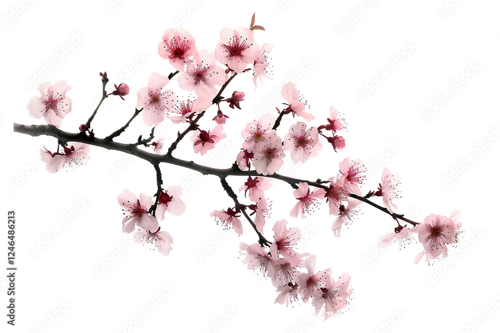 Obraz premium Delicate Cherry Blossom Flower Isolated on Transparent Background