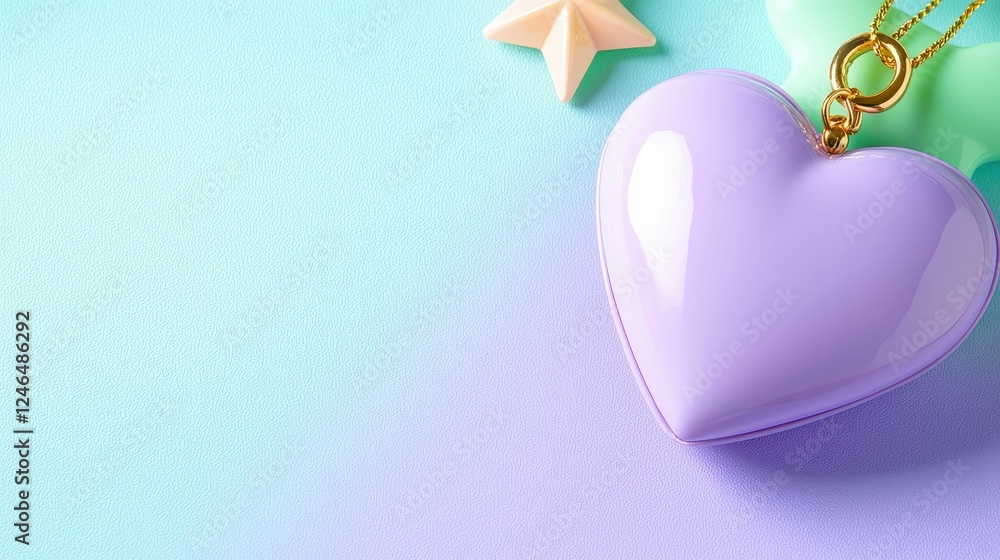 Charming heart-shaped pendant on pastel background. Charming heart-shaped pendant on pastel background.