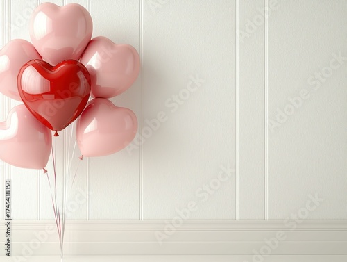 Colorful heart balloons for celebration decor. photo