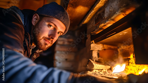 Wallpaper Mural A home inspector checking a fireplace and chimney for safety hazards (3) Torontodigital.ca