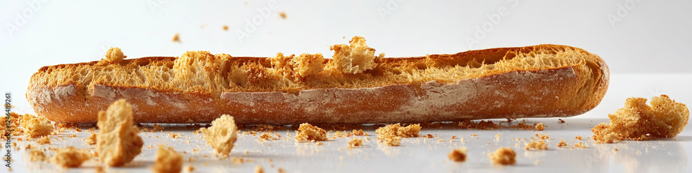 Fototapeta premium Ultra HD depiction of a crumbled baguette with a clean background