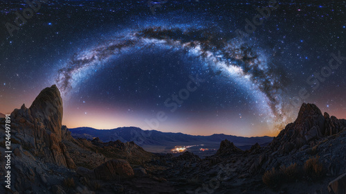 Wallpaper Mural Majestic Milky Way Galaxy Arching Over Mountain Landscape at Night Sky Torontodigital.ca