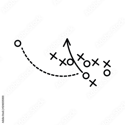 Sports tactics and strategies. Team player movement schemes. Corner kick combinations and with arrow trajectory. Ball passing instructions.