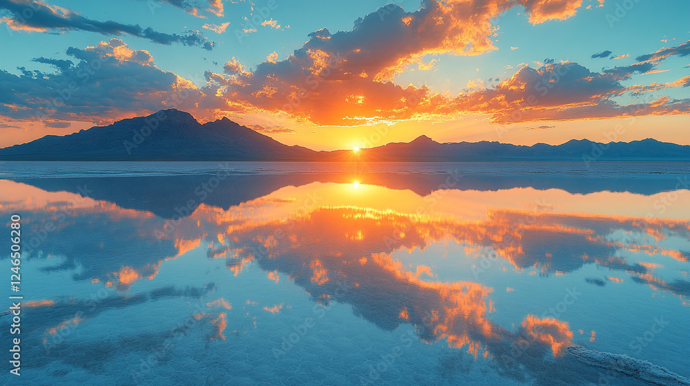 Stunning Sunset Reflection Peaceful Mountain Lake Landscape Serenity Nature Sky Cloudscape Golden Stunning Sunset Reflection Peaceful Mountain Lake Landscape Serenity Nature Sky Cloudscape Golden