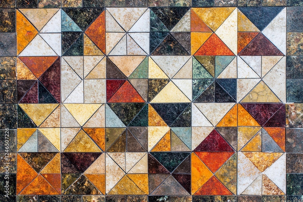 Colorful mosaic pattern featuring diverse geometric shapes in a vibrant design Colorful mosaic pattern featuring diverse geometric shapes in a vibrant design
