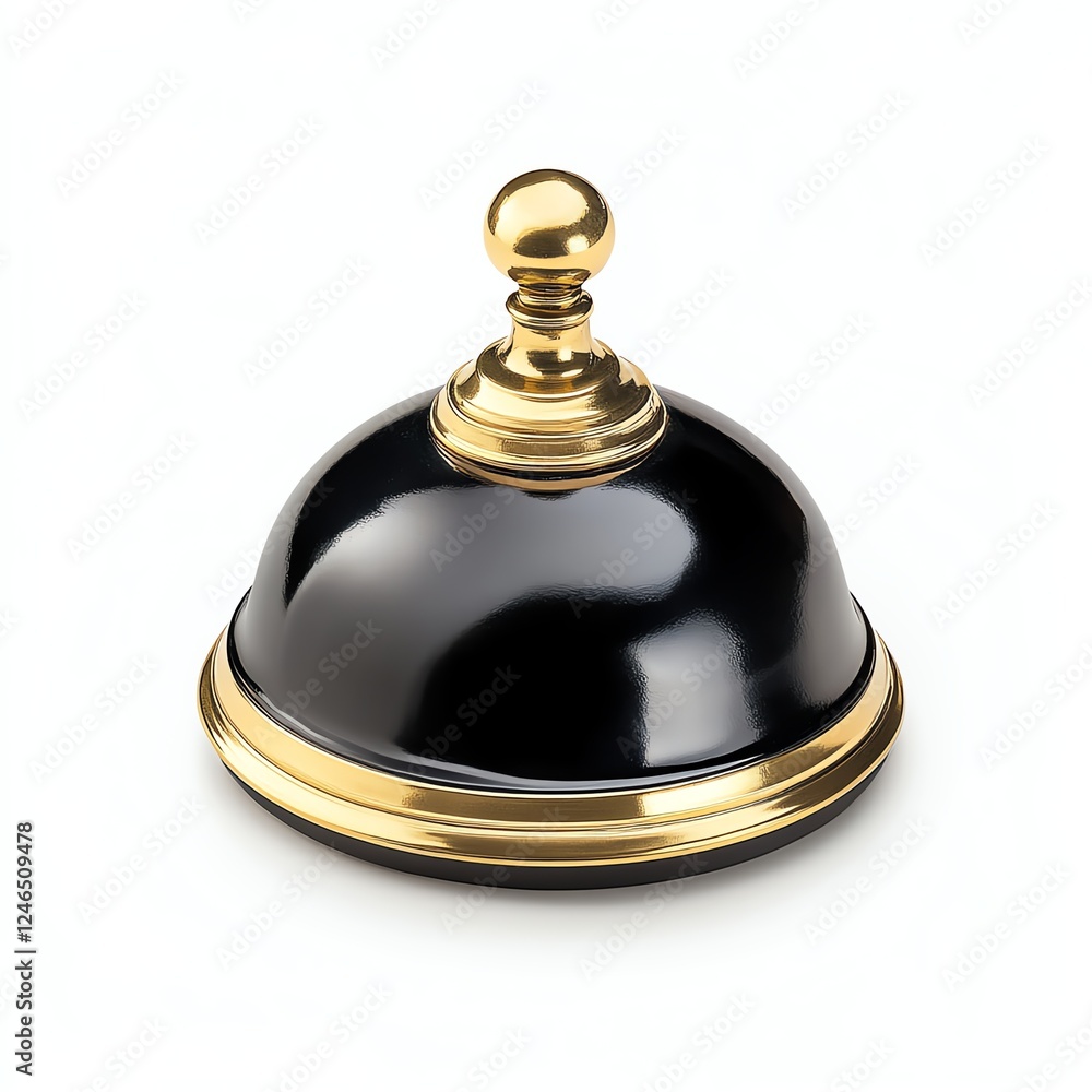Elegant black and gold service bell on white background. Elegant black and gold service bell on white background.