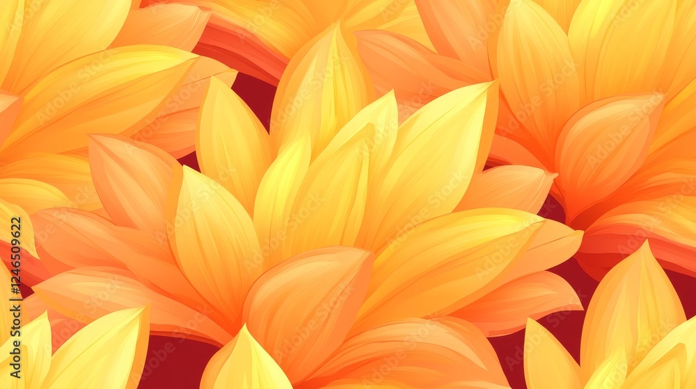 Vibrant Orange Flower Petals Seamless Pattern Design Vibrant Orange Flower Petals Seamless Pattern Design
