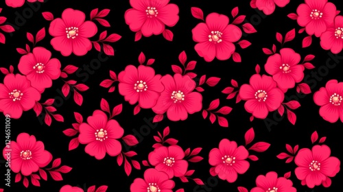 Wallpaper Mural Vibrant Pink Flowers Seamless Pattern Design Torontodigital.ca