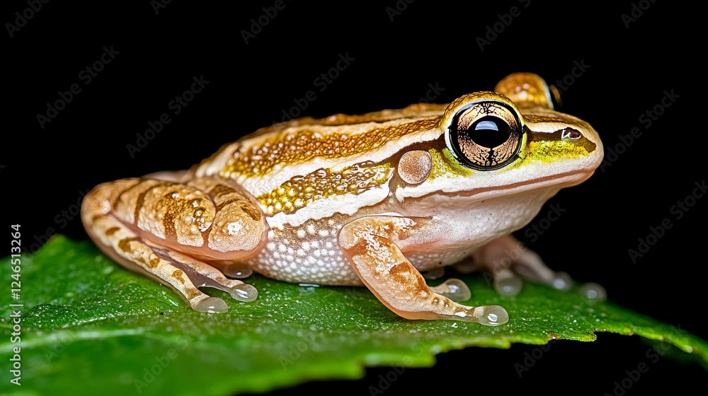 Fototapeta premium Vibrant Rainforest Frog on Lush Green Leaf