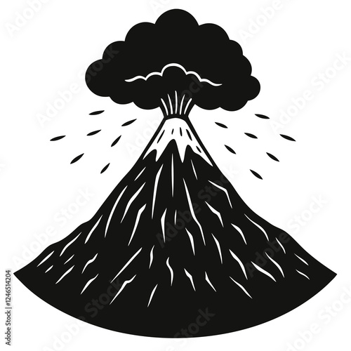 silhouette vector of dormant volcano