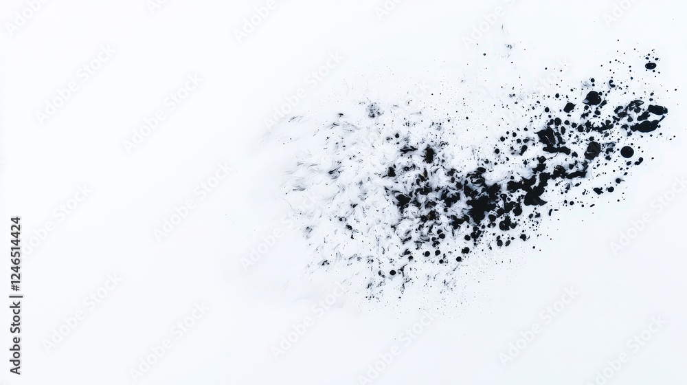 Abstract Black Ink Splashes on White Background for Creative Projects Abstract Black Ink Splashes on White Background for Creative Projects