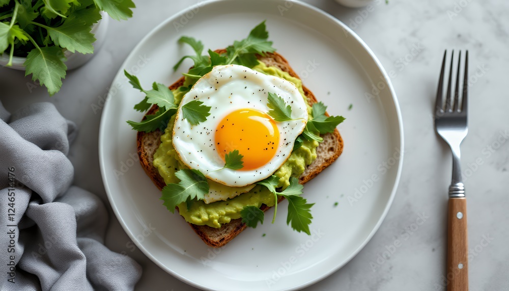 Avocado Toast with Fried Egg and Parsley Avocado Toast with Fried Egg and Parsley