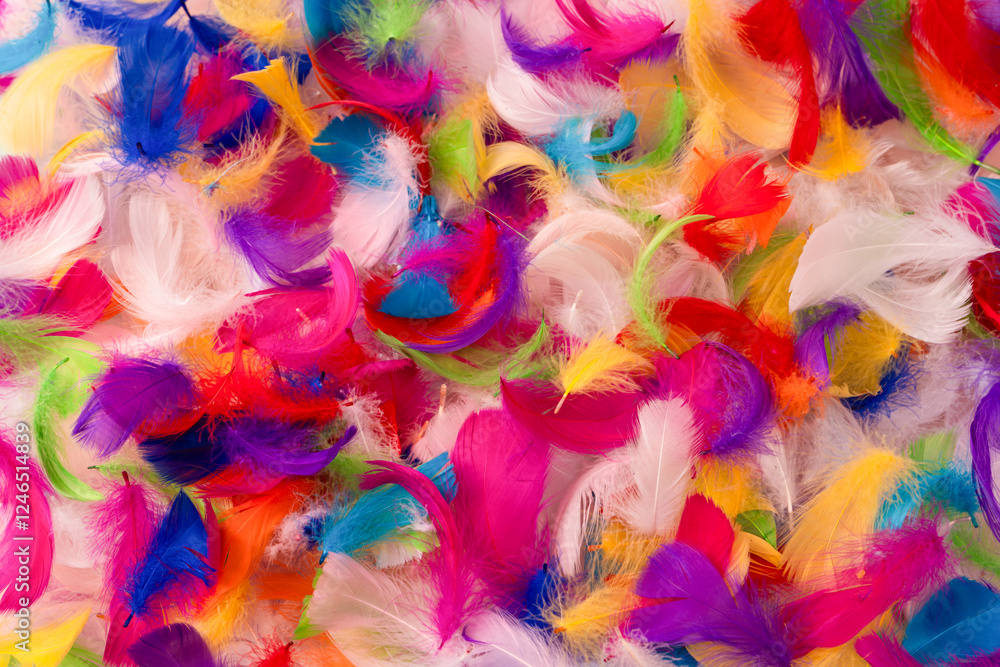 Colorful feather background, top view. Colorful feather background, top view.
