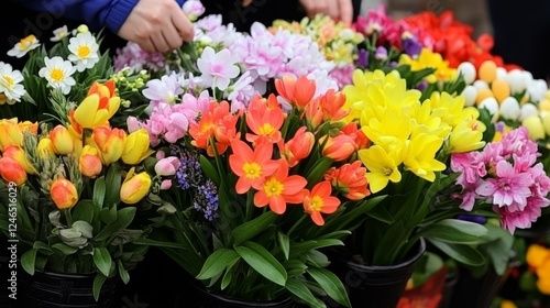 Wallpaper Mural Vibrant Spring Flowers at a Market Stall Torontodigital.ca
