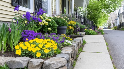 Wallpaper Mural Vibrant Spring Flowers Blooming Suburban Home Garden Torontodigital.ca