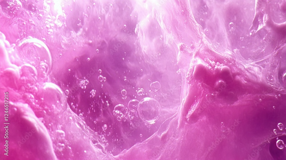 An artistic view of air bubbles moving in a weightless transparent liquid, bathed in electric pink and purple neon glows, forming a surreal aesthetic. Ultra-detailed 4K photography An artistic view of air bubbles moving in a weightless transparent liquid, bathed in electric pink and purple neon glows, forming a surreal aesthetic. Ultra-detailed 4K photography