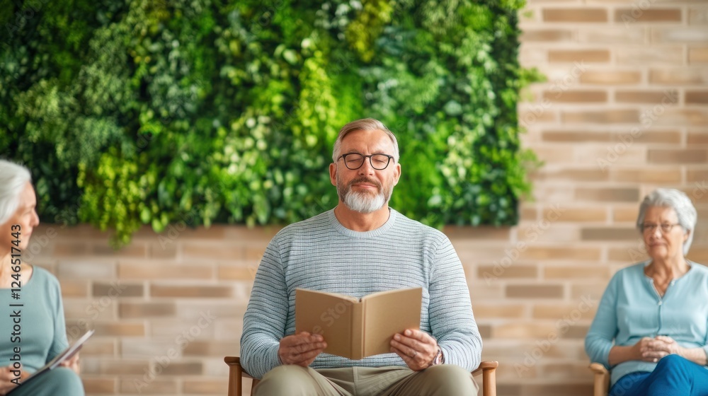 Obraz premium Mindfulness session for seniors community center health and wellness indoor calm personal growth