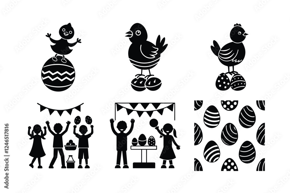Traditional Easter silhouette collection set Traditional Easter silhouette collection set