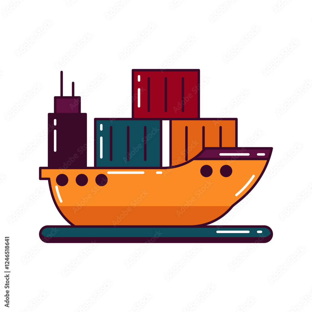 Obraz premium Container Ship for Goods Distribution Icon