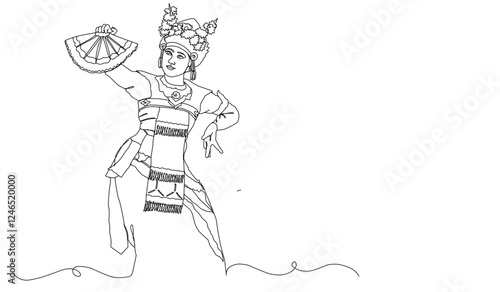 Fotografie Traditional balinese dance line art illustration