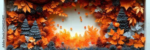 Autumnal Forest Papercut: An Intricate 3D Artwork photo