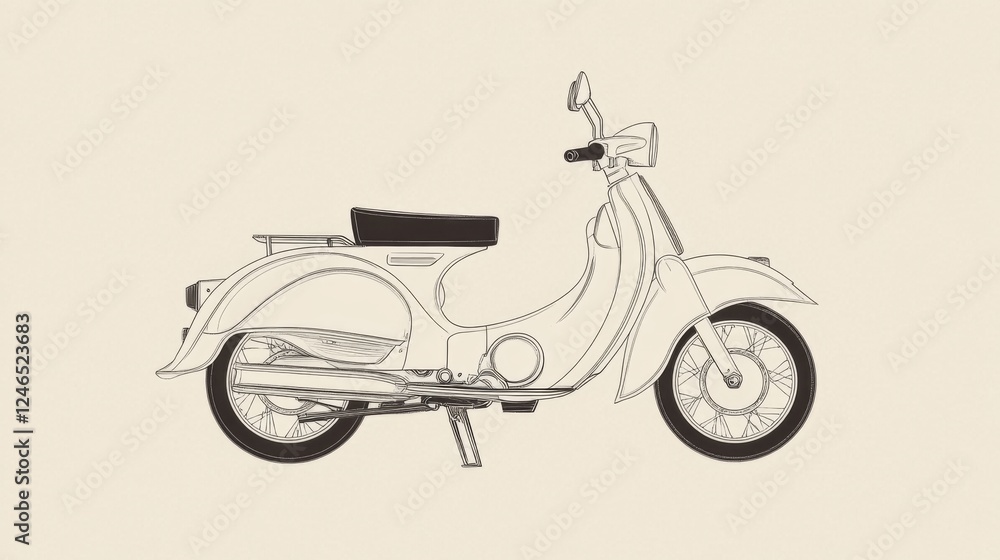 Fototapeta premium Classic scooter design, side view, simple background, transport illustration