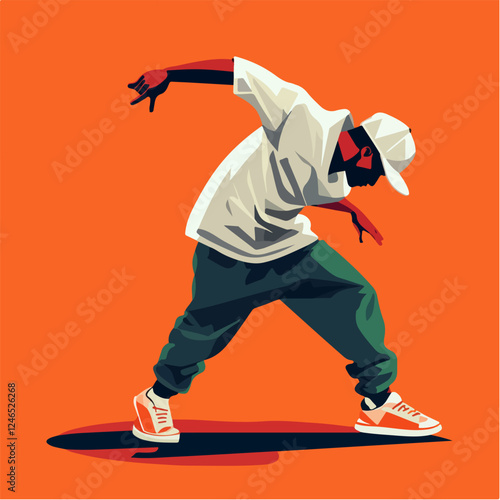 Illustration breakdancer. Guy breakdancing. Freestyle dancer.