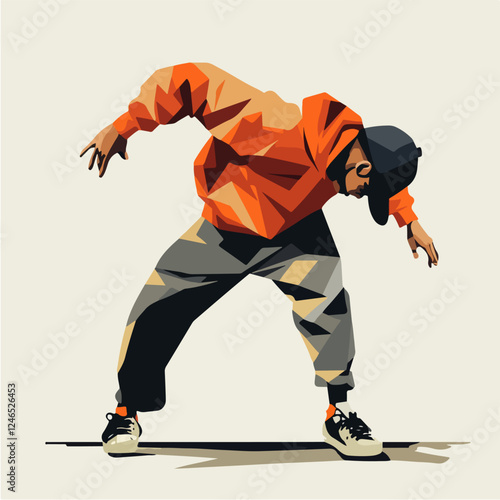 Illustration breakdancer. Guy breakdancing. Freestyle dancer.